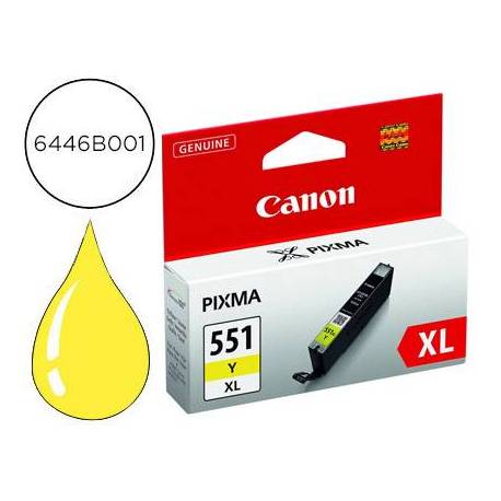 Cartucho Canon CLI-551XL Pixma color amarillo 6446B001