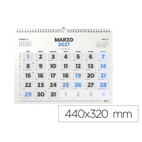 CALENDARIO PARED MARCA LIDERPAPEL CLASICO 2027 ESPIRAL 440X320 MM PAPEL 128 G