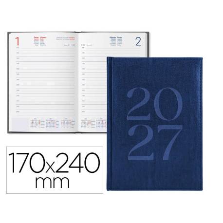 AGENDA OFICINA MARCA LIDERPAPEL 2027 ENCUADERNADA CRETA DIA PAGINA 170X240 MM BILINGUE 70G PAPEL FSC BLUE