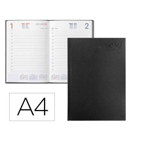AGENDA OFICINA MARCA LIDERPAPEL 2027 ENCUADERNADA CORFU DIA PAGINA A4 BILINGUE 60G PAPEL FSC BLACK