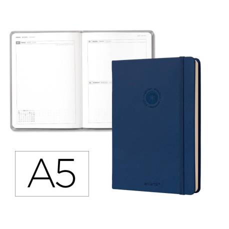 AGENDA OFICINA MARCA LIDERPAPEL 2027 ENCUADERNADA SOLID COLORS DIA PAGINA A5 BILINGUE 70G PAPEL FSC NAVY BLUE