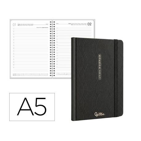 AGENDA OFICINA MARCA LIDERPAPEL 2027 ENCUADERNADA NOMI MAN DIA PAGINA A5 BILINGUE 70G PAPEL FSC DESIGN 1