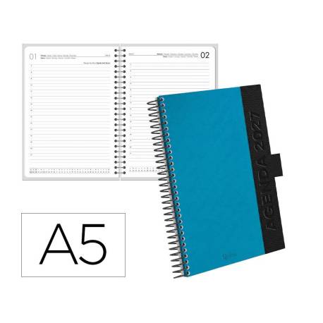 AGENDA OFICINA MARCA LIDERPAPEL 2027 ESPIRAL CORPORATE A DIA PAGINA A5 BILINGUE 70G PAPEL FSC NAVY BLUE
