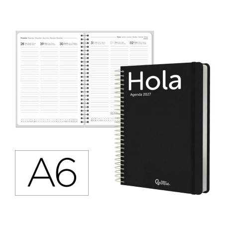 AGENDA OFICINA MARCA LIDERPAPEL 2027 ESPIRAL CLASSIC SEMANA VISTA A6 BILINGUE 70G PAPEL FSC DESIGN 1
