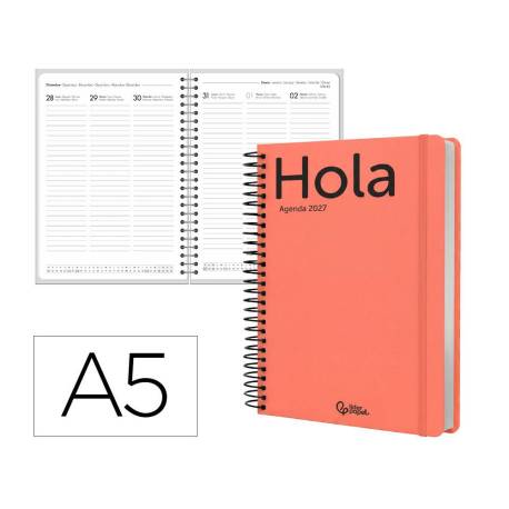 AGENDA OFICINA MARCA LIDERPAPEL 2027 ESPIRAL CLASSIC SEMANA VISTA A5 BILINGUE 70G PAPEL FSC DESIGN 6