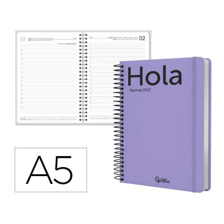 AGENDA OFICINA MARCA LIDERPAPEL 2027 ESPIRAL CLASSIC DIA PAGINA A5 BILINGUE 70G PAPEL FSC DESIGN 5