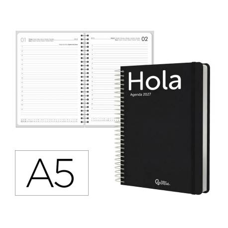 AGENDA OFICINA MARCA LIDERPAPEL 2027 ESPIRAL CLASSIC DIA PAGINA A5 BILINGUE 70G PAPEL FSC DESIGN 1