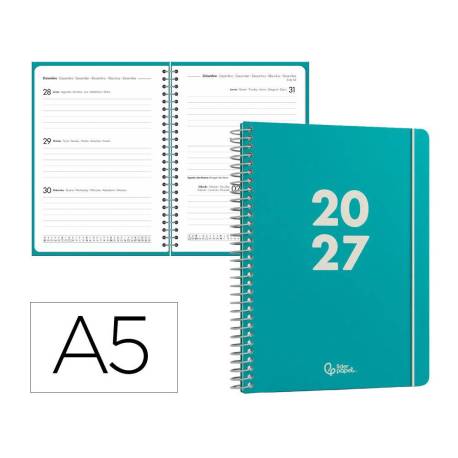 AGENDA OFICINA MARCA LIDERPAPEL 2027 ESPIRAL BASIC SEMANA VISTA A5 BILINGUE 60G PAPEL FSC DESIGN 5