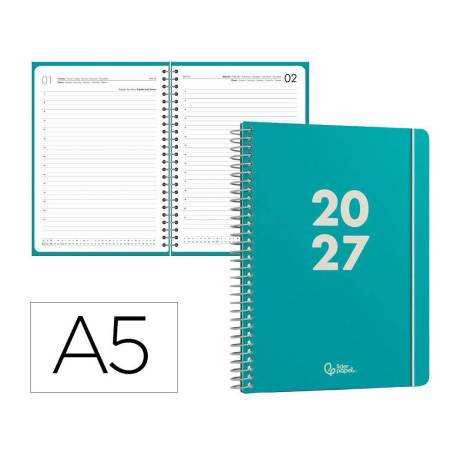 AGENDA OFICINA MARCA LIDERPAPEL 2027 ESPIRAL BASIC DIA PAGINA A5 BILINGUE 60G PAPEL FSC DESIGN 5