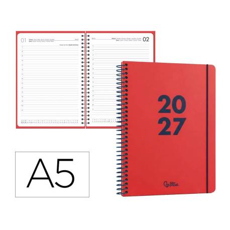 AGENDA OFICINA MARCA LIDERPAPEL 2027 ESPIRAL BASIC DIA PAGINA A5 BILINGUE 60G PAPEL FSC DESIGN 3