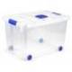 CONTENEDOR DE PLASTICO MARCA PLASTICFORTE 55 LITROS N 4 TRANSPARENTE CON TAPA 590X400X350 MM