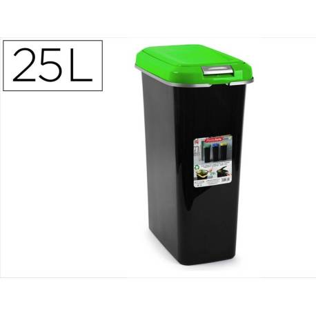 CONTENEDOR PARA RECICLAJE PLASTICFORTE 25 L CON TAPA VERDE PARCHIS