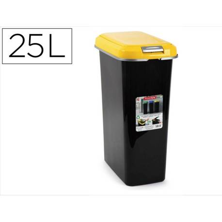 CONTENEDOR PARA RECICLAJE PLASTICFORTE 25 L CON TAPA AMARILLO PARCHIS