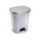 PAPELERA CONTENEDOR PLASTICFORTE PLASTICO CON TAPADERA Y PEDAL 27 LITROS PLATA 380X320X450 MM