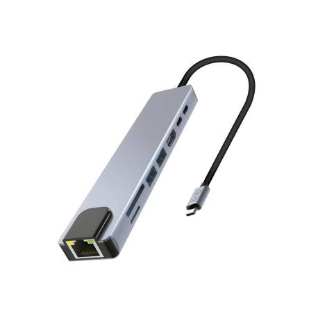 HUB TNB ICLIK 8 EN 1 USB-C ALUMINIO