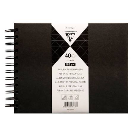 ALBUM DE FOTOS ESPIRAL MARCA CLAIREFONTAINE TAPA DURA NEGRA 210X160 MM 40 HOJAS 185 G