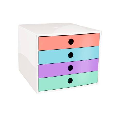 FICHERO CAJONES DE SOBREMESA MARCA EXACOMPTA FILIBOX CANDY TIDY 4 CAJONES COLORES SURTIDOS 348X284X233 MM