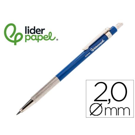 PORTAMINAS MARCA LIDERPAPEL COLECCION 4 CON CLIP Y SACAPUNTAS 2 MM AZUL