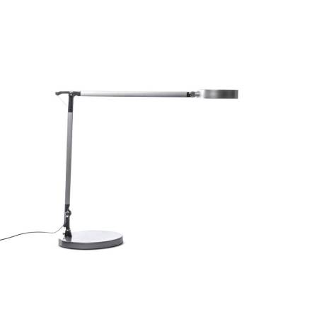 LAMPARA DE ESCRITORIO MARCA MAUL LED 4 NIVELES INTENSIDAD LUZ CABEZAL Y BRAZO INCLINABLE COLOR PLATA