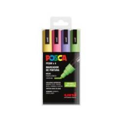 ROTULADOR MARCA UNI POSCA PC-5M/4C ESTUCHE DE 4 UNIDADES COLORES BRILLANTES SURTIDOS