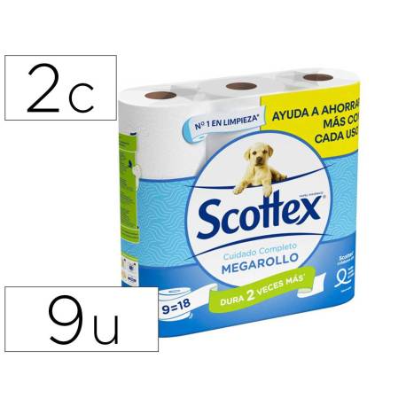 Papel higienico scottex megarrollo doble largo 2 capas paquete de 6 rollos