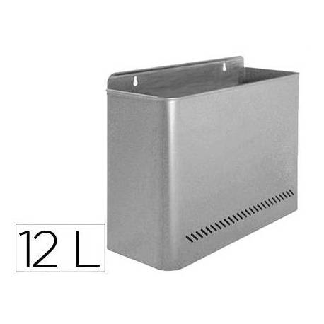 Papelera metalica de pared Sie color gris 32,5 x 28,5 x 12,5 cm