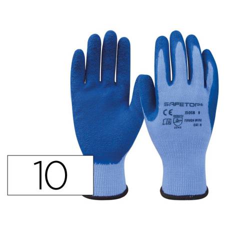 GUANTES DE LATEX MARCA SAFETOP TOUGH-WIRE SINTETICO SIN COSTURAS TALLA 10