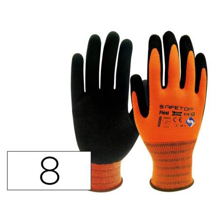 GUANTES DE LATEX MARCA SAFETOP FLEXILATEX DORSO AIREADO SANITIZED TALLA 8