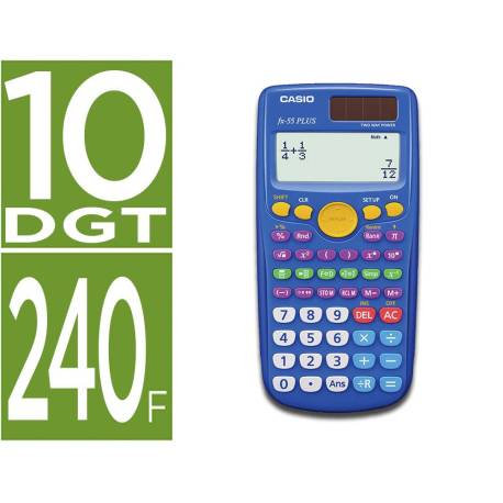 CALCULADORA MARCA CASIO FX-55 PLUS CIENTIFICA 240 FUNCIONES PANTALLA DE CUATRO LINEAS SOLAR Y PILA