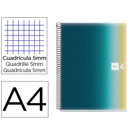 CUADERNO ESPIRAL MARCA MIQUELRIUS DIN A4 80 HOJAS 90 GR CUADRO 5 MM TAPA FORRADA AURORA ICELAND