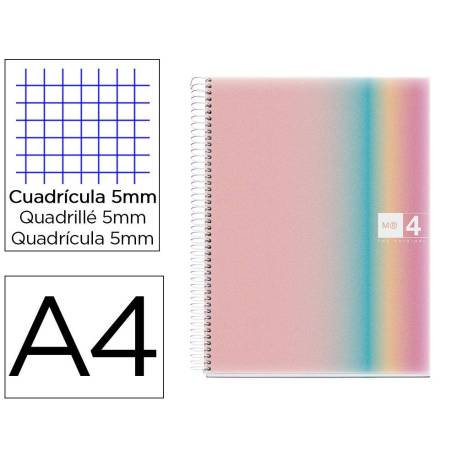 CUADERNO ESPIRAL MIQUELRIUS DIN A4 120 HOJAS 70 GR CUADRO 5 MM TAPA POLIPROPILENO AURORA WEST BAY