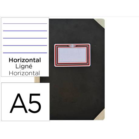 LIBRO CARTONE COSIDO MARCA FERNANDES FLECHA DIN A5+ RAYADO HORIZONTAL 100 HOJAS 100 GR NEGRO