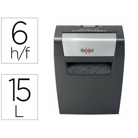 DESTRUCTORA DE DOCUMENTOS MARCA REXEL MOMENTUM X406 P4 CAPACIDAD DE CORTE 6 HOJAS DESTRUYE GRAPAS Y CLIPS