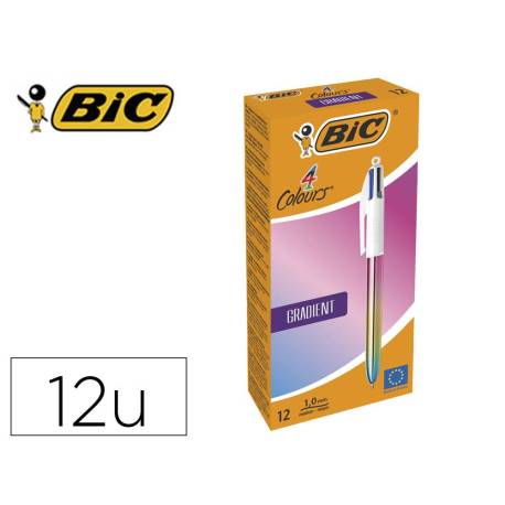 BOLIGRAFO MARCA BIC CUATRO COLORES GRADIENTE CAJA DE 12 UNIDADES COLORES SURTIDOS