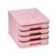 FICHERO CAJONES DE SOBREMESA FAIBO PLASTICO 100% RECICLABLE 4 CAJONES COLOR ROSA PASTEL 28,5X37,5X23 CM