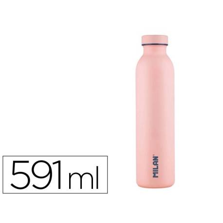 BOTELLA PORTALIQUIDOS MILAN ACERO INOXIDABLE TERMO ROSA 591 ML