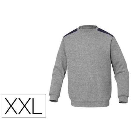 SUDADERA MARCA DELTAPLUS SWEAT OLINO CON REFUERZO EN ESPALDA Y CODOS GRIS TALLA XXL