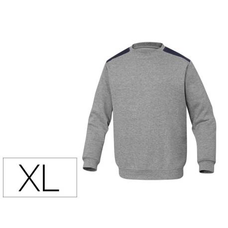 SUDADERA MARCA DELTAPLUS SWEAT OLINO CON REFUERZO EN ESPALDA Y CODOS GRIS TALLA XL