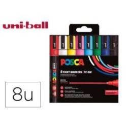 ROTULADOR MARCA UNI POSCA PC-5M/8C MARCADOR DE PINTURA PUNTA CONICA 1,8-2,5 MM ESTUCHE DE 8 UNIDADES COLORES BASICOS