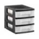 CAJONERA ARCHIVO 2000 6 CAJONES TRANSPARENTE CARCASA COLOR NEGRA 6 LITROS CON RUEDAS 390X290X685 MM
