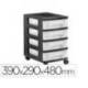 CAJONERA ARCHIVO 2000 4 CAJONES TRANSPARENTE CARCASA COLOR NEGRA 6 LITROS CON RUEDAS 390X290X480 MM