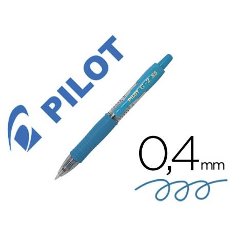 BOLIGRAFO PILOT G-2 PIXIE COLOR AZUL CLARO TINTA GEL RETRACTIL SUJECION DE CAUCHO