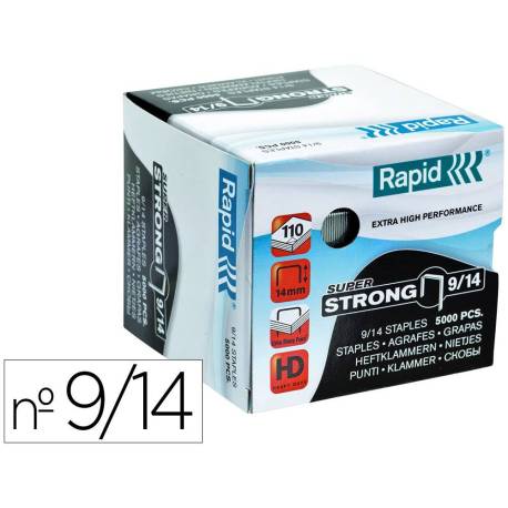 GRAPAS RAPID SUPER STRONG GALVANIZADAS Nº9/14 CAJA DE 5000 UNIDADES