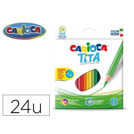 LAPICES DE COLORES MARCA CARIOCA TITA HEXAGONAL CAJA DE 24 UNIDADES COLORES SURTIDOS