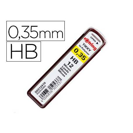 MINAS MARCA ROTRING GRAFITO 0,35 MM HB ESTUCHE DE 12 MINAS