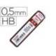 MINAS MARCA ROTRING GRAFITO 0,5 MM HB ESTUCHE DE 12 MINAS