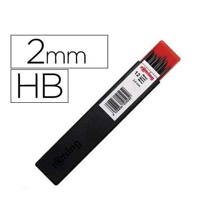 MINAS MARCA ROTRING GRAFITO 2 MM HB ESTUCHE DE 12 MINAS