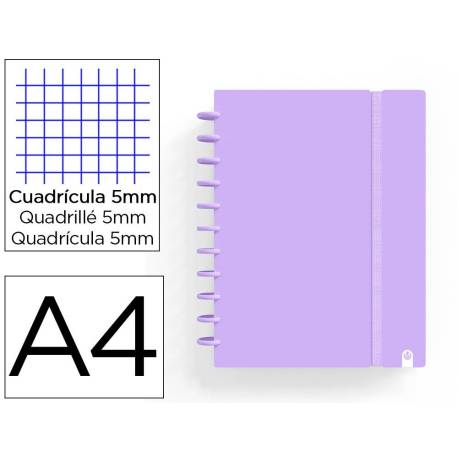 CUADERNO CARCHIVO INGENIOX FOAM A4 80H CUADRICULA MALVA PASTEL