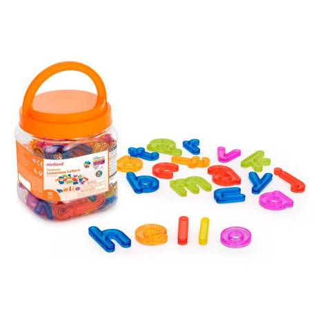 JUEGO DIDACTICO MARCA MINILAND LETRAS MINUSCULAS TRANSLUCIDAS