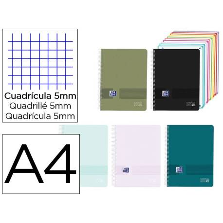 CUADERNO ESPIRAL OXFORD LIVE&GO EUROPEANBOOK 10 TAPA PLASTICO DIN A4 200 HOJAS CUADRO 5 MM